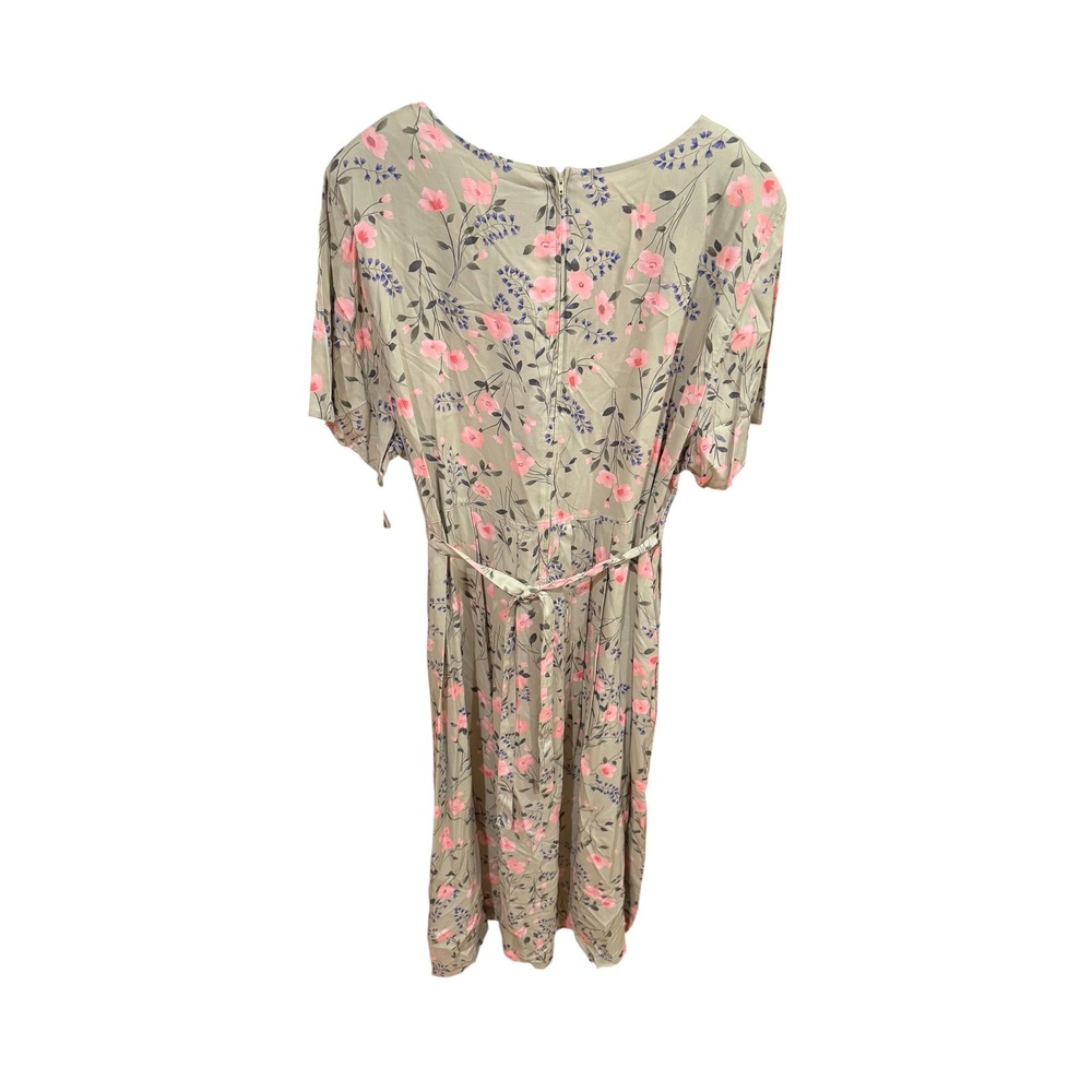 Vtg 90s Erika Woman Floral Midi Dress 3X Sage Pink Trad Wife Midi Modest cottage - Picture 2 of 5